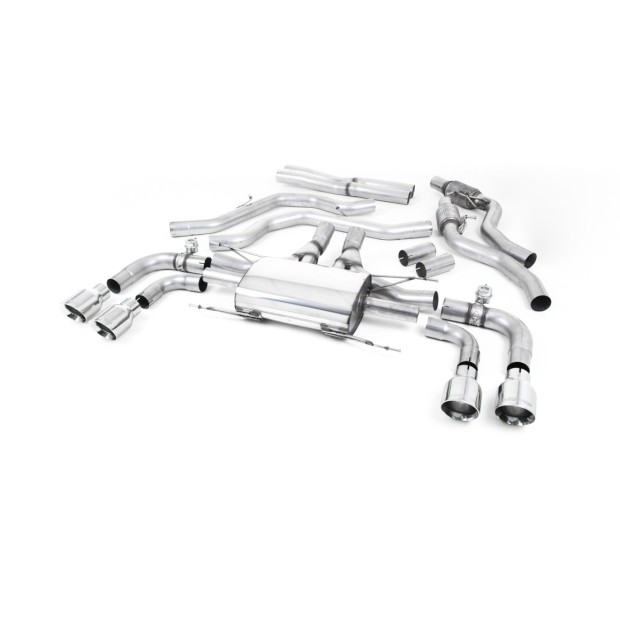 Milltek cat-back 70.00 mm — Četiri završetka 100 mm GT100 — SSXAR006