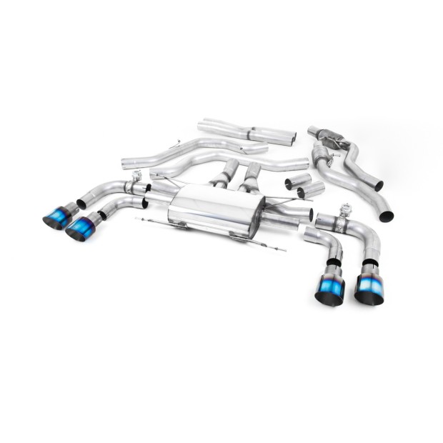 Milltek cat-back 70.00 mm — Četiri završetka 100 mm GT100 — SSXAR009
