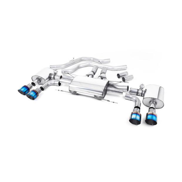 Milltek izduv iza prednje cevi 70.00 mm — Četiri završetka 100 mm GT100 — SSXAR15