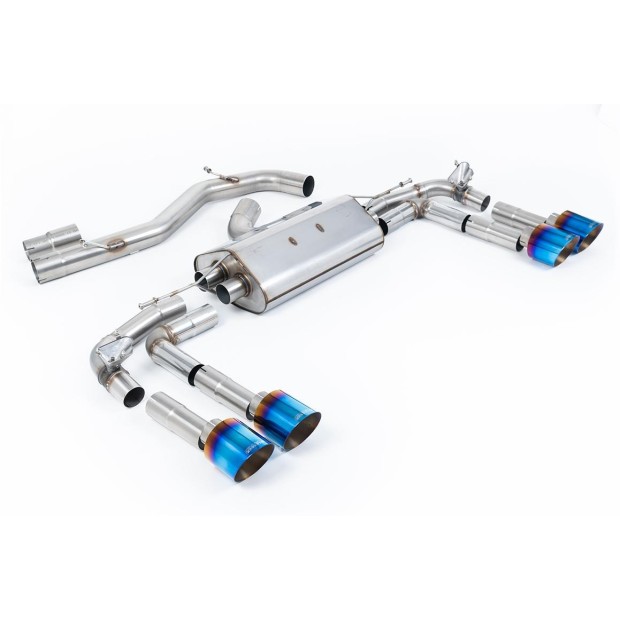 Milltek OPF-back 80 mm — S3 8Y Sedan — bez rezonatora — titanijum plavi