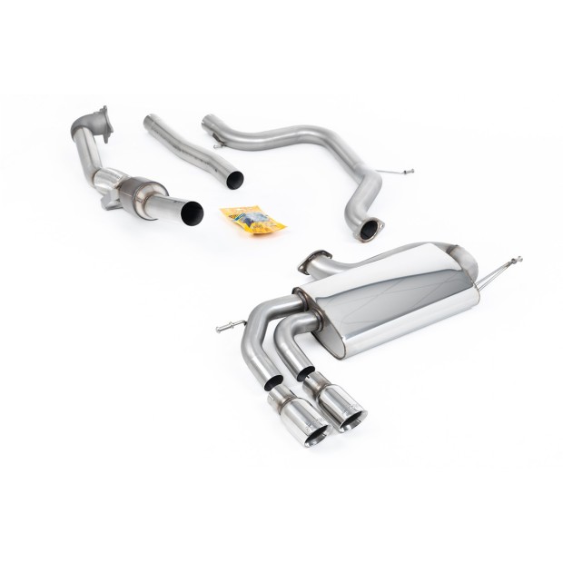 Milltek turbo-back uključujući Visoki protok Sportski katalizator 76.20 mm — Bez rezonatora — Dupli 80mm GT80 — SSXVW277